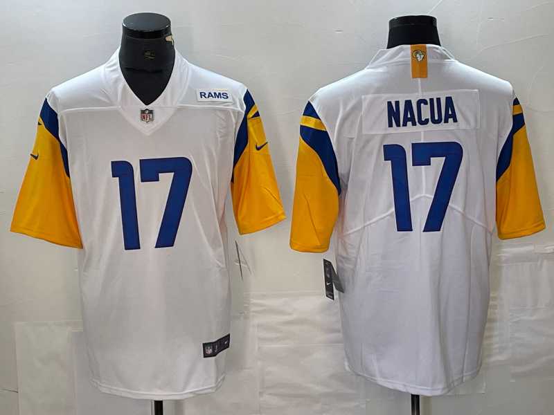 Men's Los Angeles Rams #17 Puka Nacua White Vapor Untouchable Limited Jersey